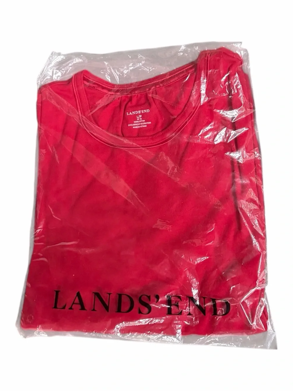 NWT Lands' End 100% Cotton Rich Red Knit Sleep Crew Top‎